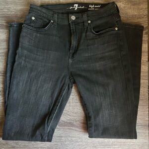 7 For All Mankind Black High Waist Ankle Gwenevere Jeans, Size 27
